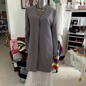 IMAN Gray Long Open-Front Coat